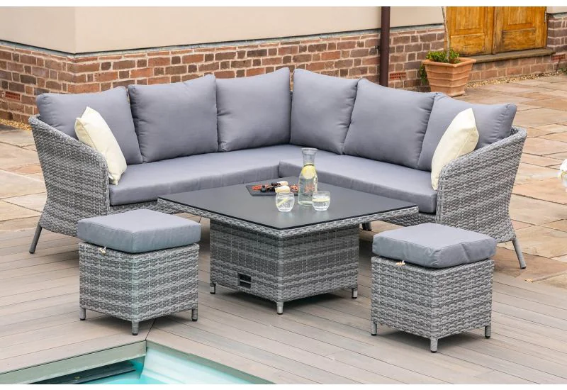 Maze rattan richmond corner bench set with rising 2025 table