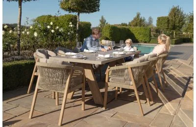 Maze -  Rope Weave Martinique 8 Seat Rectangular Dining Set With Concrete Table Top