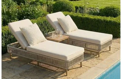 Maze - Havana Rope Weave Sun lounger Set with Square Side Table