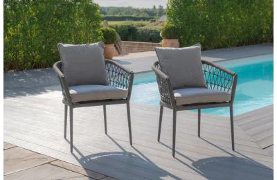 Maze - Monaco Rope Weave Pair of Dining Chairs - Ivy Green