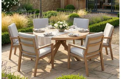 Maze - New York 6 Seat Round Dining Set - White