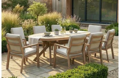 Maze Rattan New York 8 Seat Oval Dining Set