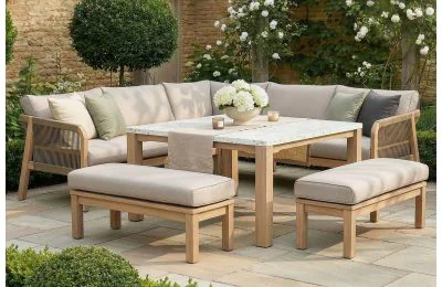 Maze - Rope Weave Martinique Corner Sofa Set with Lounge Chair