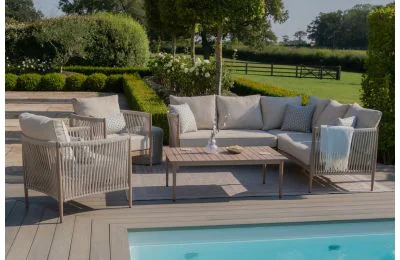 Maze - Havana Rope Weave Small Corner Sofa Set with Rectangular Coffee Table & 2 Armchairs