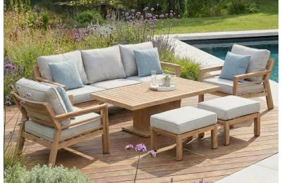 Maze - New York 3 Seat Aluminium Garden Sofa Set With Rising Table - White