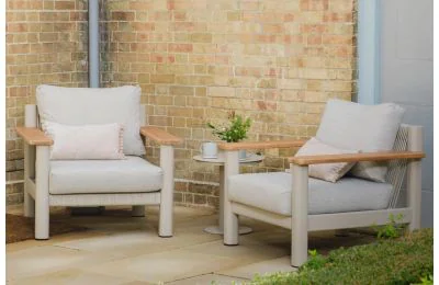 Maze - Sicily Rope Weave Lounge Set with Round Side Table - Latte