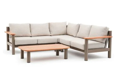 Maze - Sicily Rope Weave Small Corner Sofa Set with Coffee Table - Café